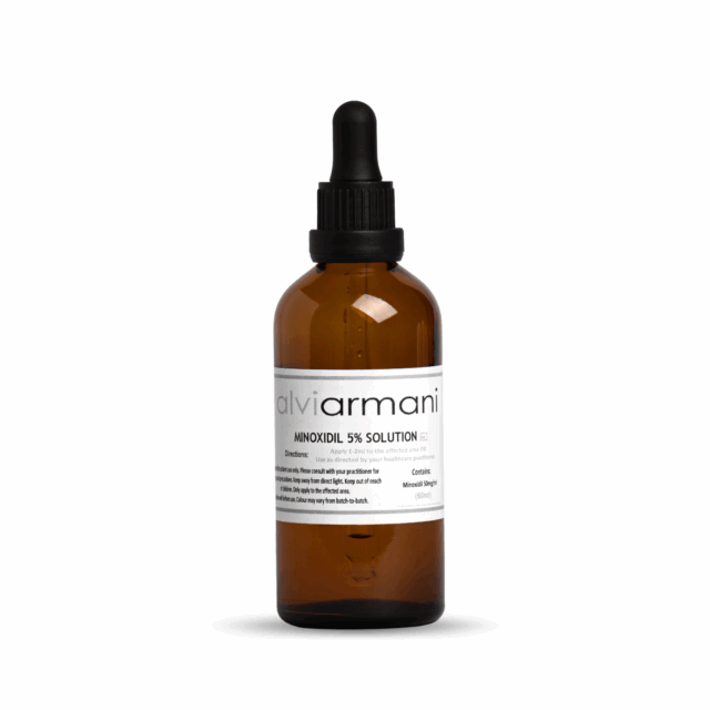 Minoxidil 5% solution dripper for hair treatment.